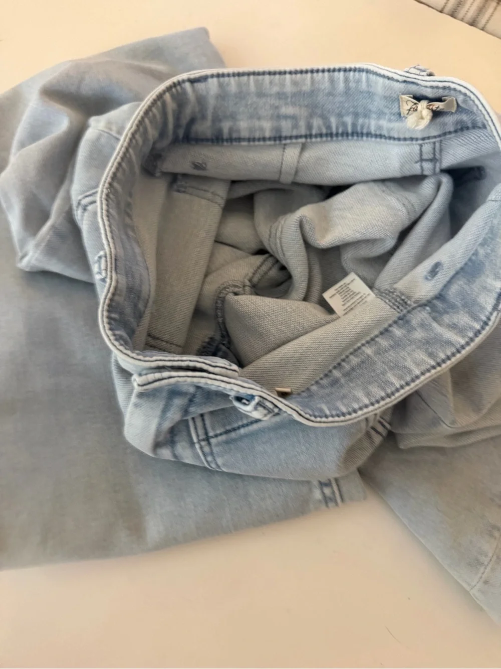 Faherty Stretch Terry Patch Pocket High Rise Light Wash Flare Jeans NWOT Sz 25